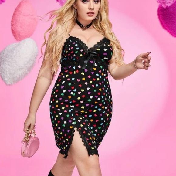 Rainbow polka dot heart mini dress - Picture 2 of 2